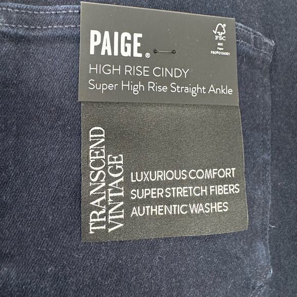PAIGE Women's Denim Ultra High Rise Cindy Straight in Blue Moon Size 33 NWT - Picture 12 of 13
